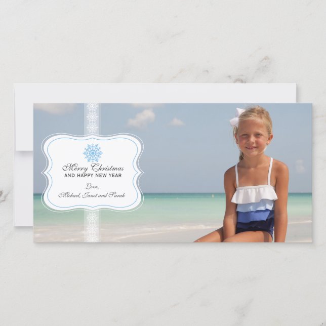 Elegant Snowflake Christmas Photo Card (Front)