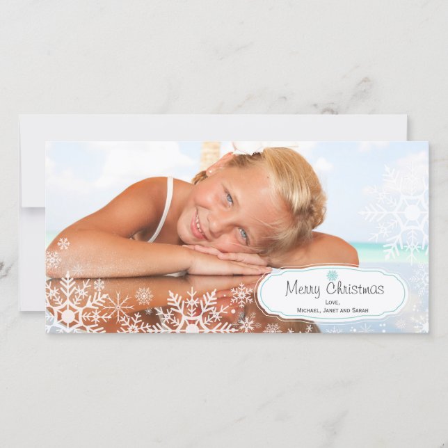 Elegant Snowflake Christmas Photo Card (Front)