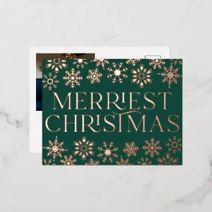 Elegant Snowflake Christmas Photo Real Foil Card