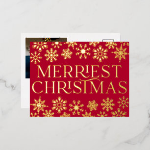 Elegant Snowflake Christmas Photo Real Foil Card