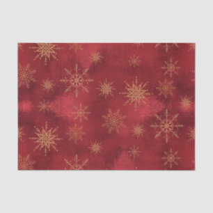 Elegant Snowflake Christmas Red Rose Gold Winter  Tissue Paper