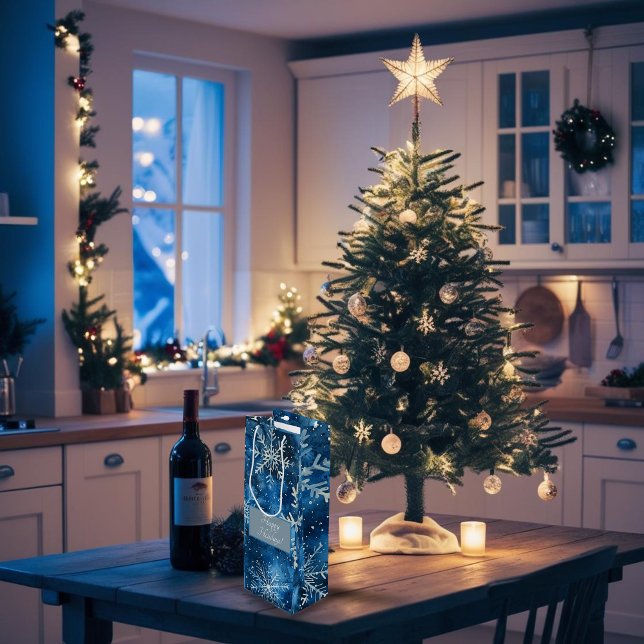 Elegant Snowflake Christmas Wine Gift Bag (Give your gift with elegance)