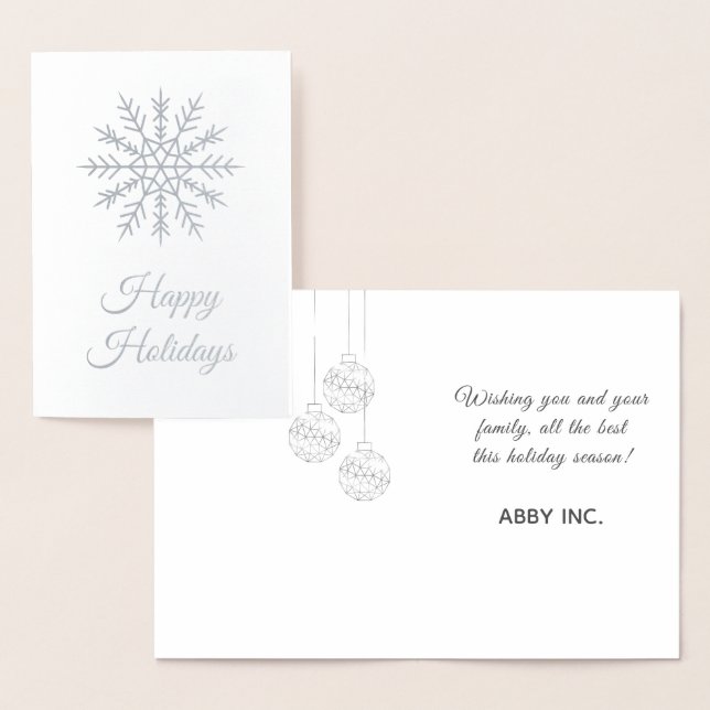 Elegant Snowflake Corporate Holiday Silver Foil Card (Display)