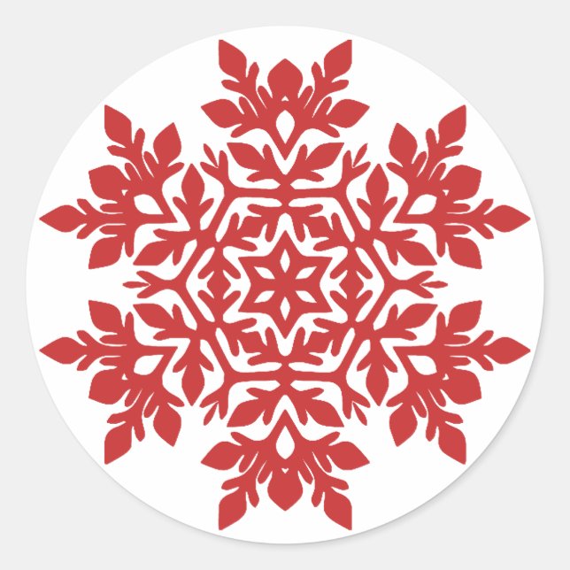 Elegant Snowflake (Cranberry) Classic Round Sticker (Front)