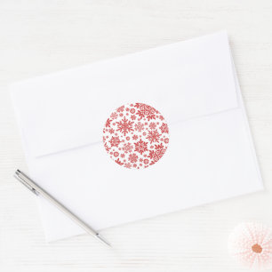 Elegant Snowflake (Cranberry-White) Classic Round Sticker
