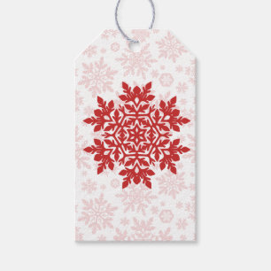 Elegant Snowflake (Cranberry - White) Gift Tags