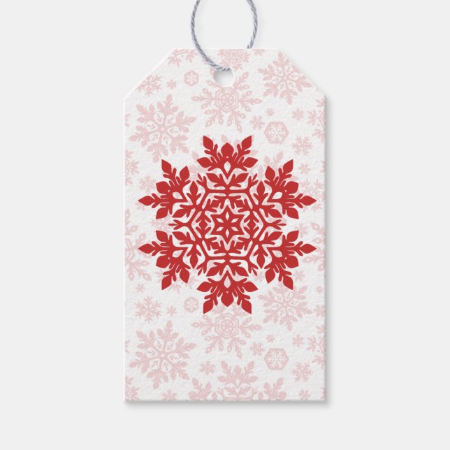 Elegant Snowflake (Cranberry - White) Gift Tags (Front)