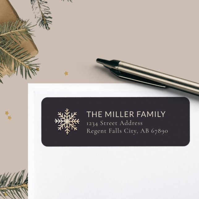 Elegant Snowflake Dark Return Address Label (Creator Uploaded)