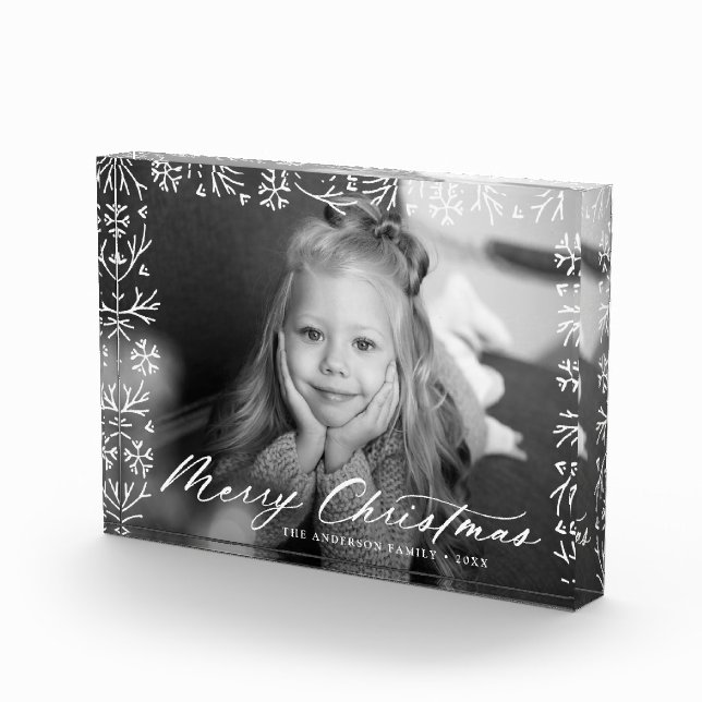 Elegant Snowflake Frame Christmas Photo Block (Right)