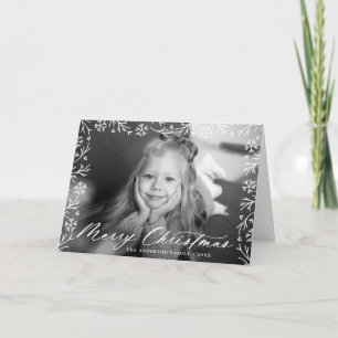 Elegant Snowflake Frame Merry Christmas Photo Holiday Card