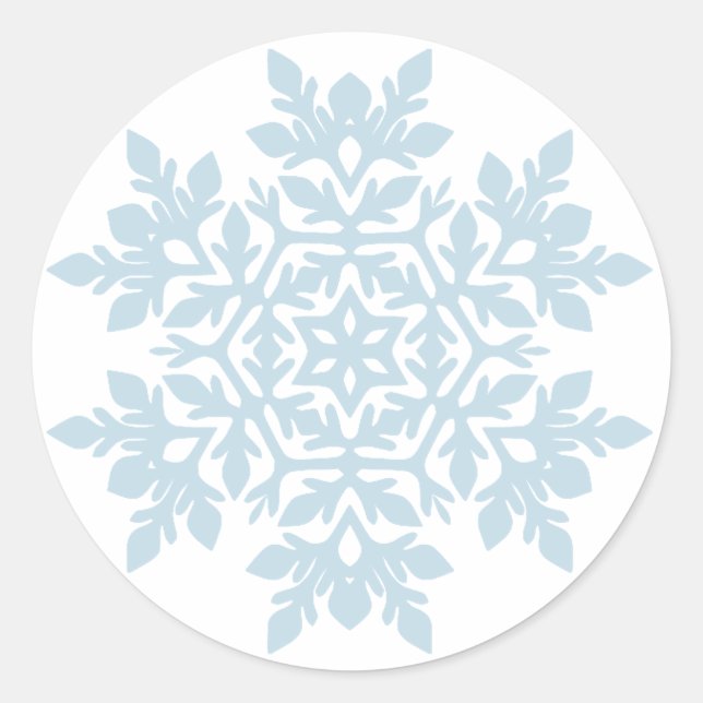 Elegant Snowflake (Frost Blue) Classic Round Sticker (Front)