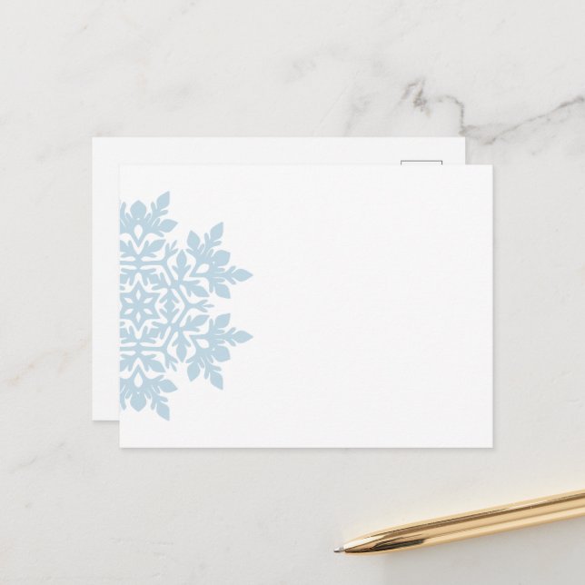 Elegant Snowflake (Frost Blue) Holiday Postcard (Front/Back In Situ)