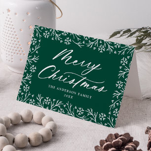 Elegant Snowflake Green Merry Christmas Non-Photo Holiday Card
