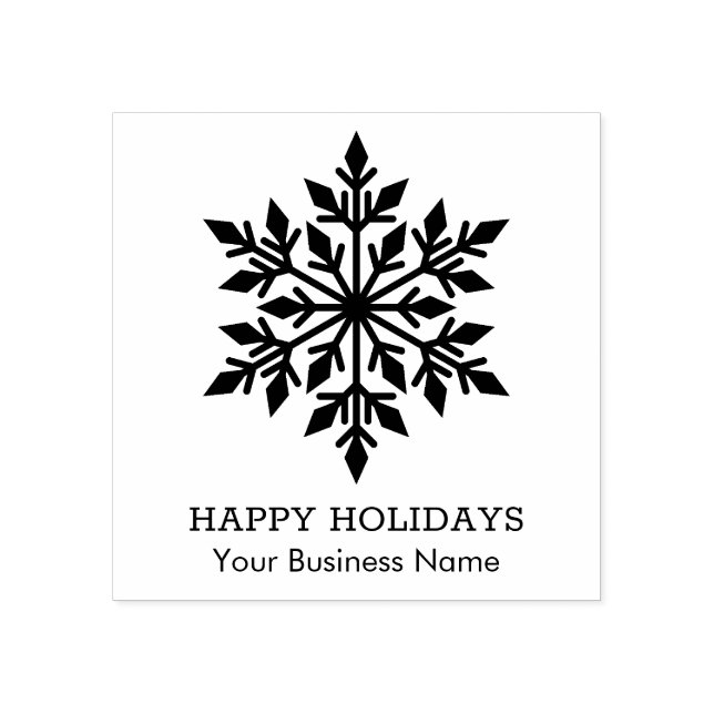 Elegant Snowflake Happy Holiday Small Business Rubber Stamp (Imprint)