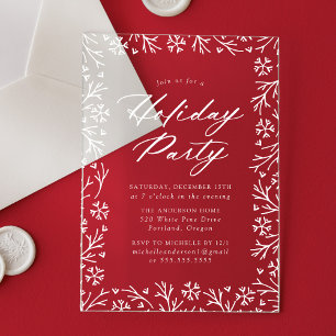 Elegant Snowflake Holiday Party Acrylic Invitations