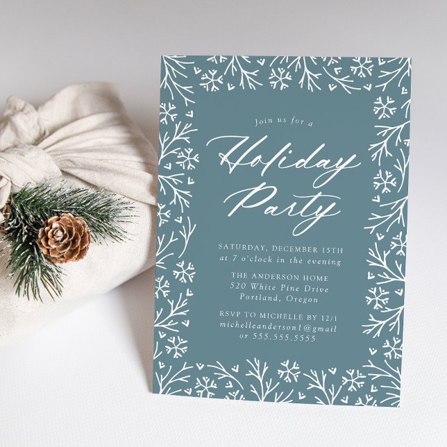 Elegant Snowflake Holiday Party Invitation (Creator Uploaded)