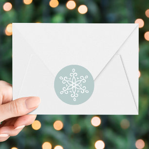 Elegant Snowflake Ice Blue Holiday Classic Round Sticker