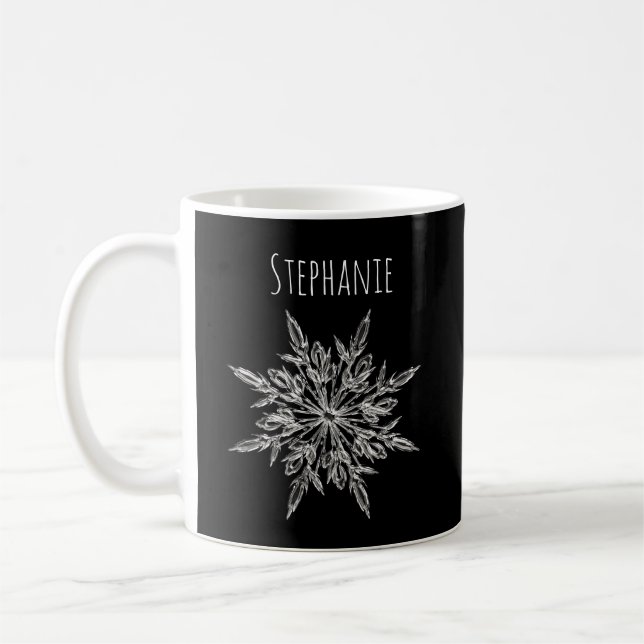 Elegant Snowflake Ice Crystal Xmas Coffee Mug (Left)
