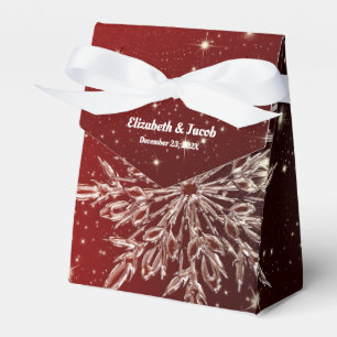 Elegant Snowflake in Red Wedding Favour Box