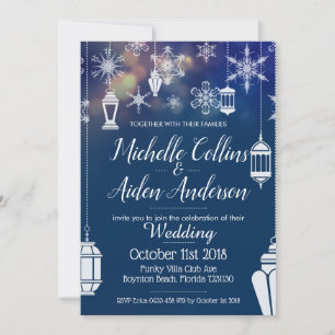 Elegant Snowflake Lantern Winter Wedding Customise Invitation