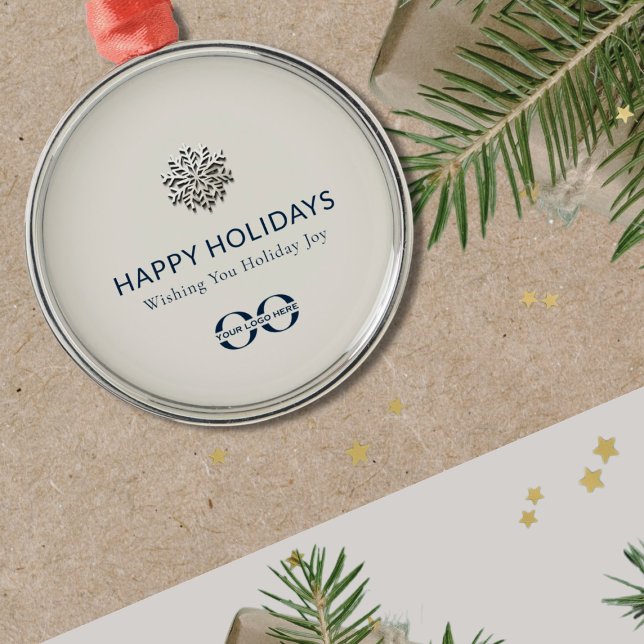 Elegant Snowflake Logo Metal Holiday Ornament (Creator Uploaded)