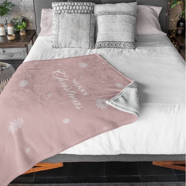 Elegant Snowflake | Merry Christmas | Custom Pink Sherpa Blanket (Creator Uploaded)