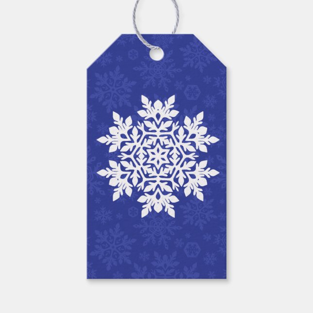 Elegant Snowflake (Midnight) Gift Tags (Front)