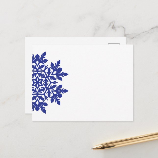 Elegant Snowflake (Midnight) Holiday Postcard (Front/Back In Situ)