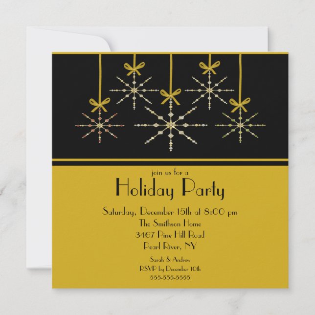 Elegant Snowflake Ornament Holiday Invitation (Front)