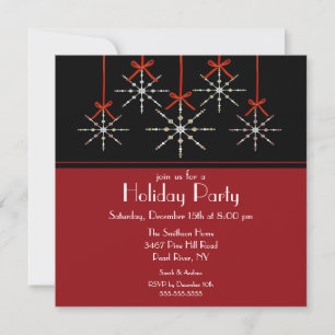 Elegant Snowflake Ornament Holiday Party Invitation