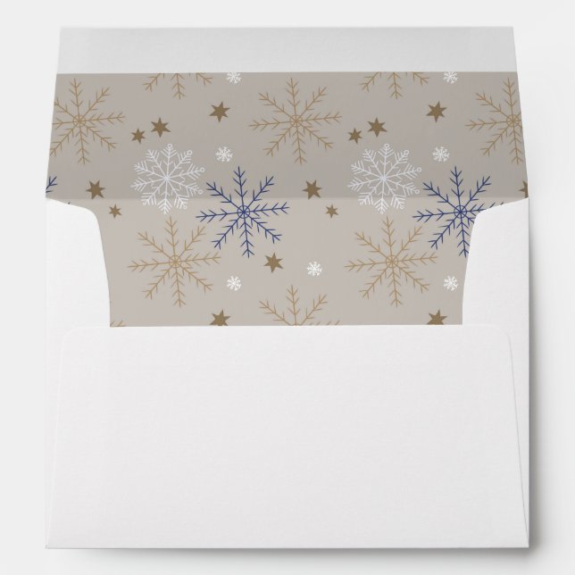 Elegant Snowflake Pattern Beige Envelope (Back (Bottom))