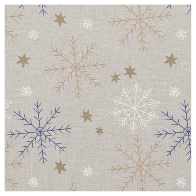 Elegant Snowflake Pattern Beige Fabric (Close Up)