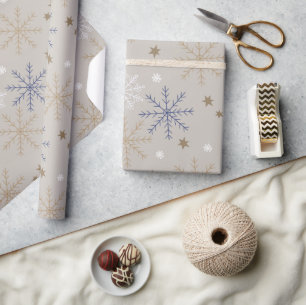 Elegant Snowflake Pattern Beige  Wrapping Paper