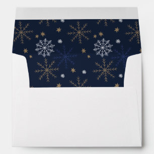 Elegant Snowflake Pattern Dark Blue Envelope