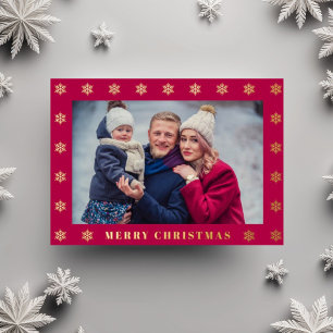 Elegant Snowflake Photo Christmas Foil Holiday Card