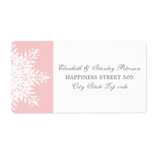 Elegant snowflake pink, white winter wedding (Front)