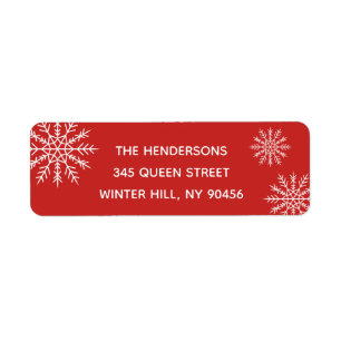 Elegant Snowflake Red Holiday Address Label