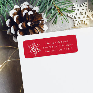 Elegant Snowflake Red Holiday Return Address