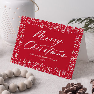 Elegant Snowflake Red Merry Christmas Non-Photo Holiday Card