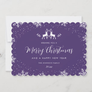 Elegant Snowflake Reindeer Christmas New Year Holi Holiday Card