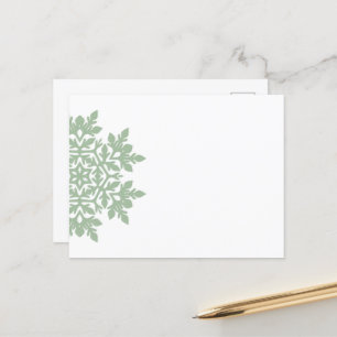 Elegant Snowflake (Sage Pine) Holiday Postcard