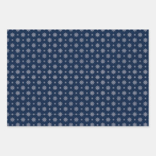 Elegant Snowflake Seamless Blue Pattern Wrapping Paper Sheet