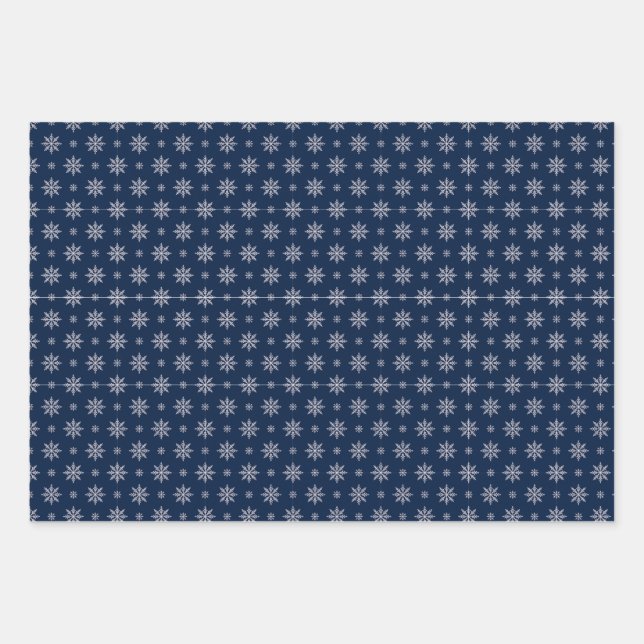 Elegant Snowflake Seamless Blue Pattern Wrapping Paper Sheet (Front)