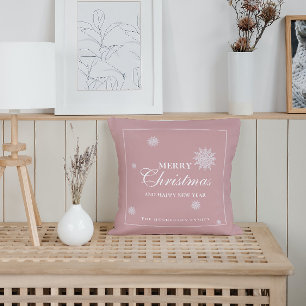 Elegant Snowflake   Soft Pink   Custom Christmas Cushion