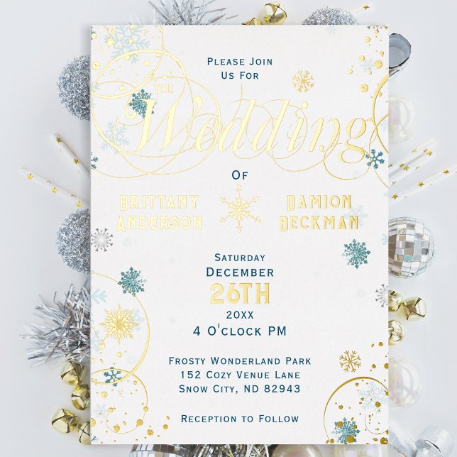 Elegant Snowflake Swirls Winter Wonderland Wedding (Creator Uploaded)