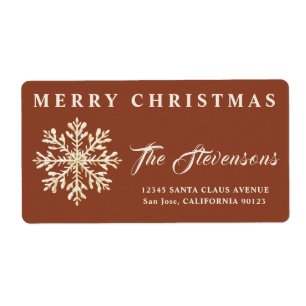 Elegant Snowflake Terracotta Return Address 
