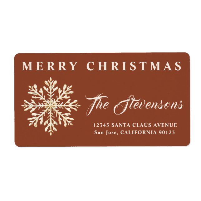 Elegant Snowflake Terracotta Return Address  (Front)