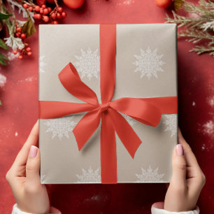 Elegant Snowflake Watercolor Christmas Beige Wrapping Paper