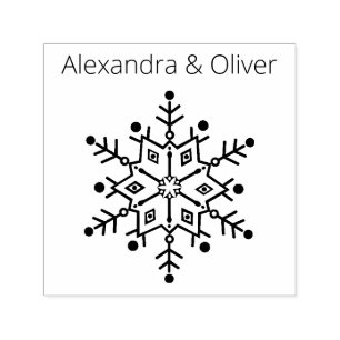 Elegant Snowflake Wedding Name Monogram  Self-inking Stamp