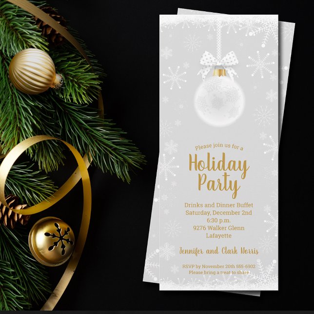 Elegant Snowflake White Ornament Christmas Invite (Creator Uploaded)
